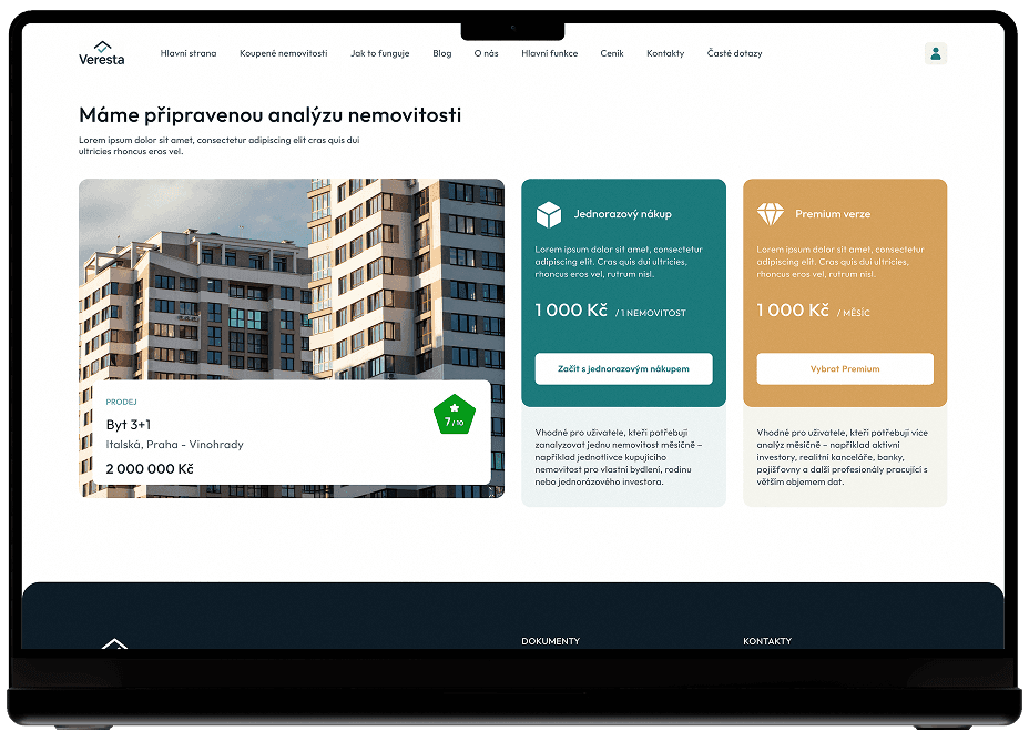 Mapa a souhrn dostupnosti služeb v okolí nemovitosti